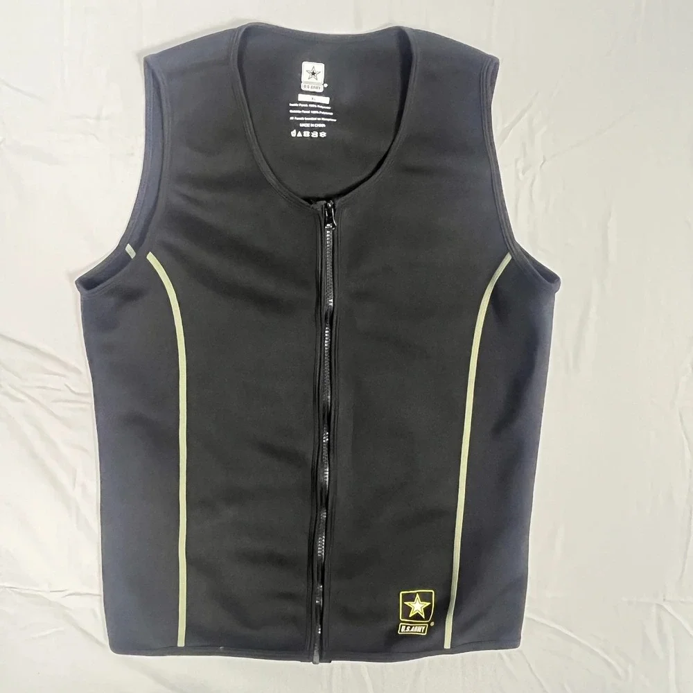US‎ Army Vest Mens XL Black Compression Performance Military Workout Full Zip